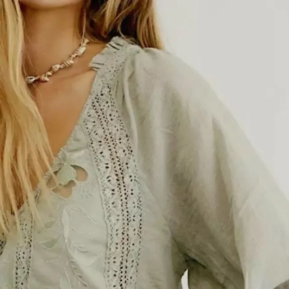 NWT Free People Sivan Embroidered Blouse